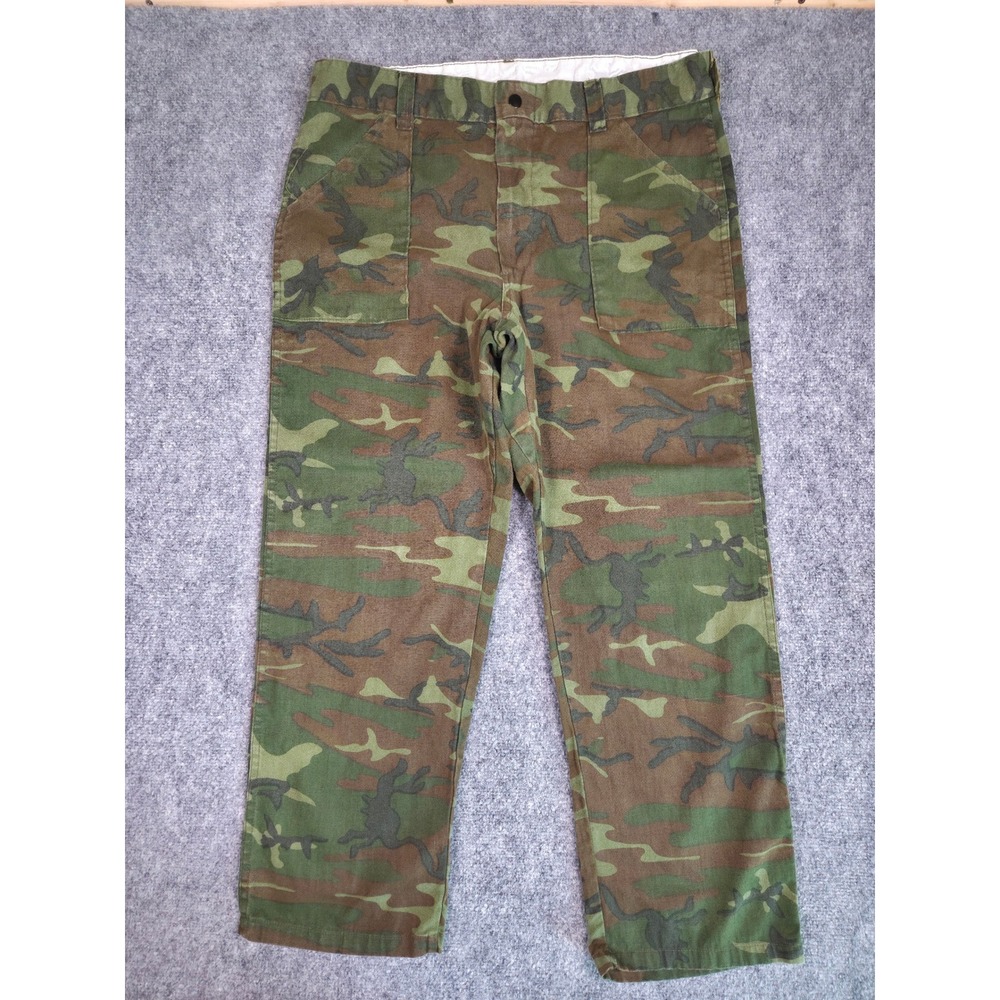 Vintage Kmart Camo Pants Mens 37x27 Woodland Camouflage Utility Canvas Green